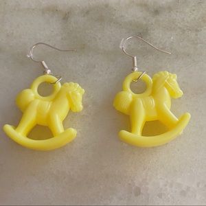 Aesthetic Handmade Yellow Rocking Horse Earrings